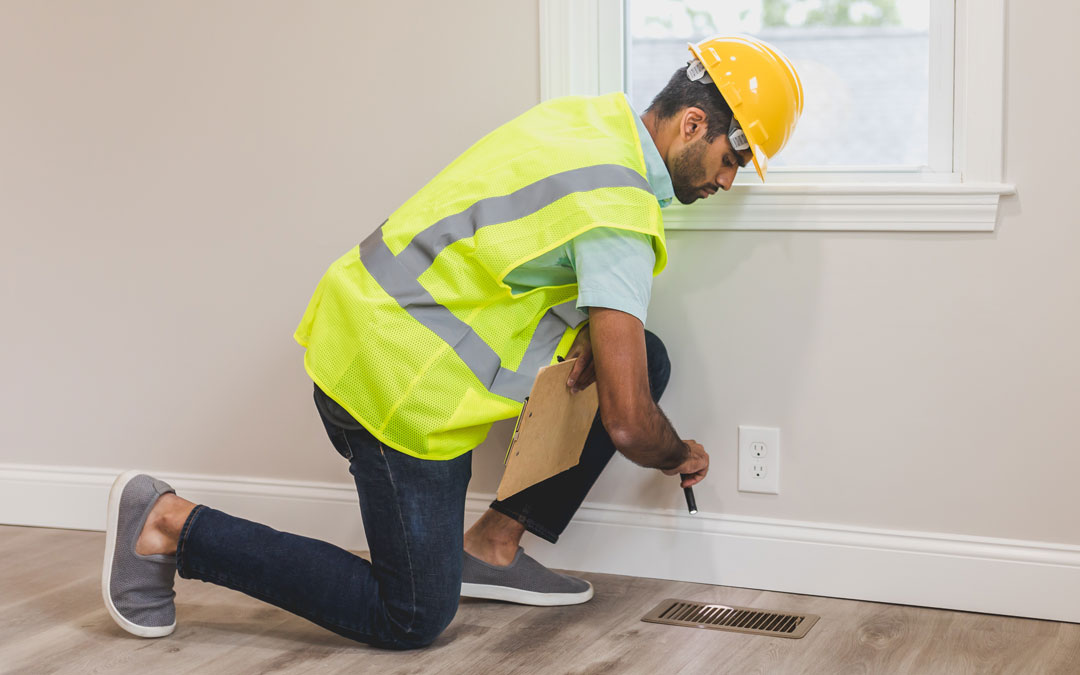 Man inspecting vent